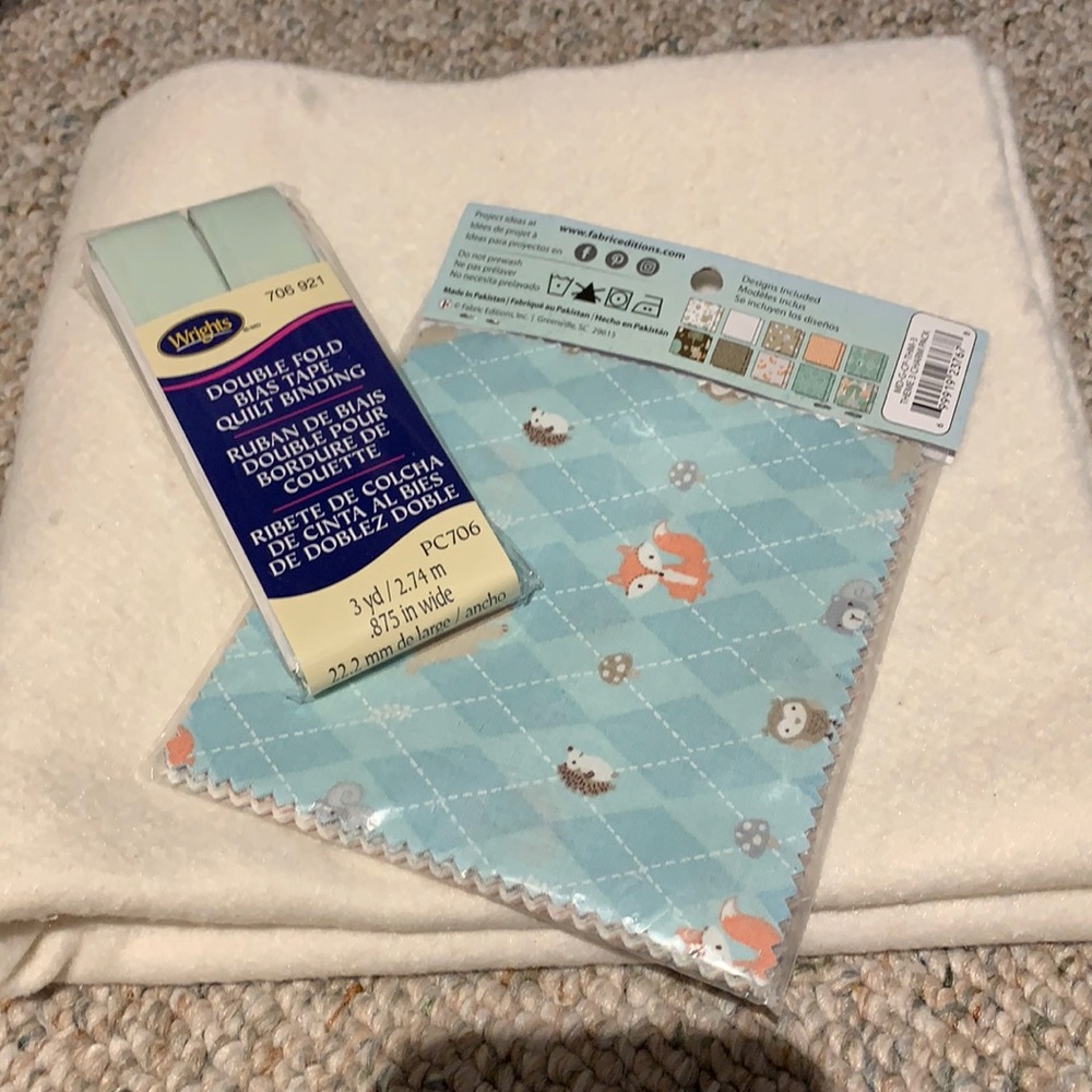 Baby quilt materials.